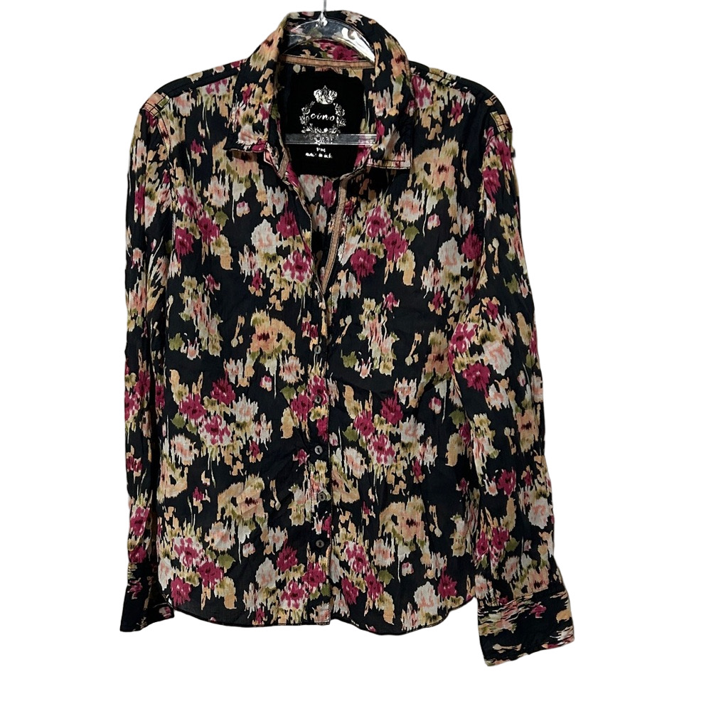🪗Cino Floral black Button-Up Shirt long sleeve size PM GUC…